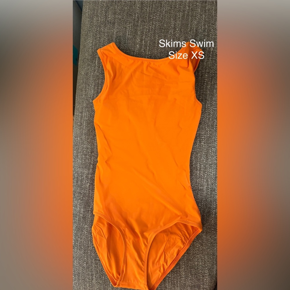 SKIMS Orange Fitted One Piece Swimwear